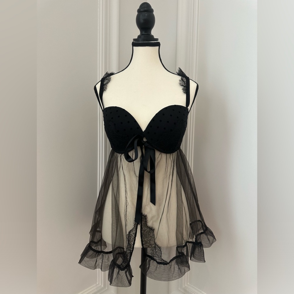 Victoria’s Secret Sexy Sheer Babydoll Lingerie Intimate Sleepwear Slip Dress 36D